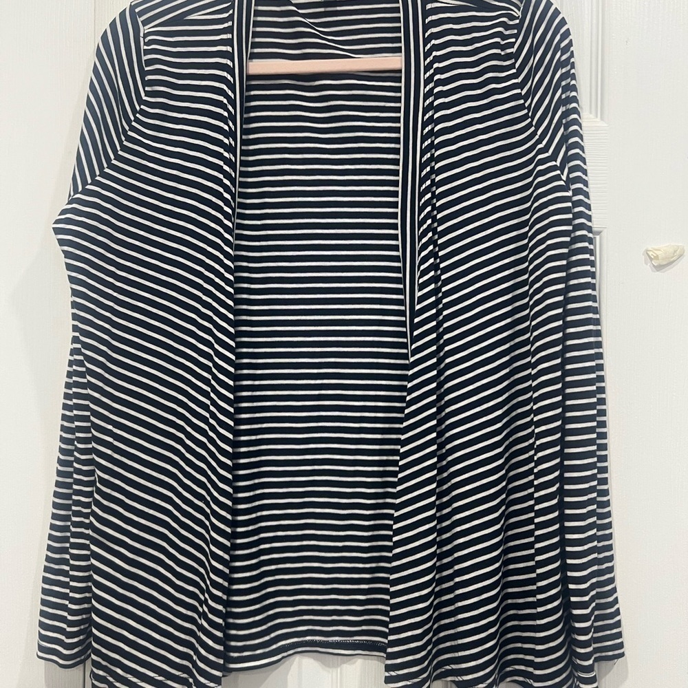 Talbots long sleeve blue and white stripes cardigan size small